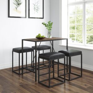 Dark Wood Modern Pedestal Dining Table