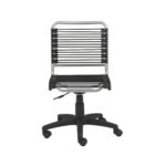 35″ Chrome and Black Round Bungee Cord Low Back Office Chair