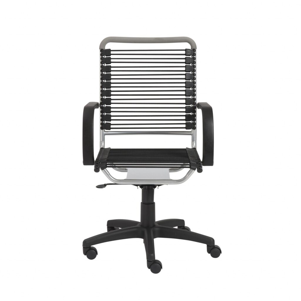 43″ Chrome and Black Round Bungee High Back Office Chair