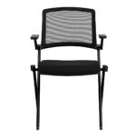 Set of Two Folding and Stacking Black Mesh Armchairs