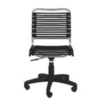 37″ Black and Chrome Flat Bungee Cord Low Back Office Chair