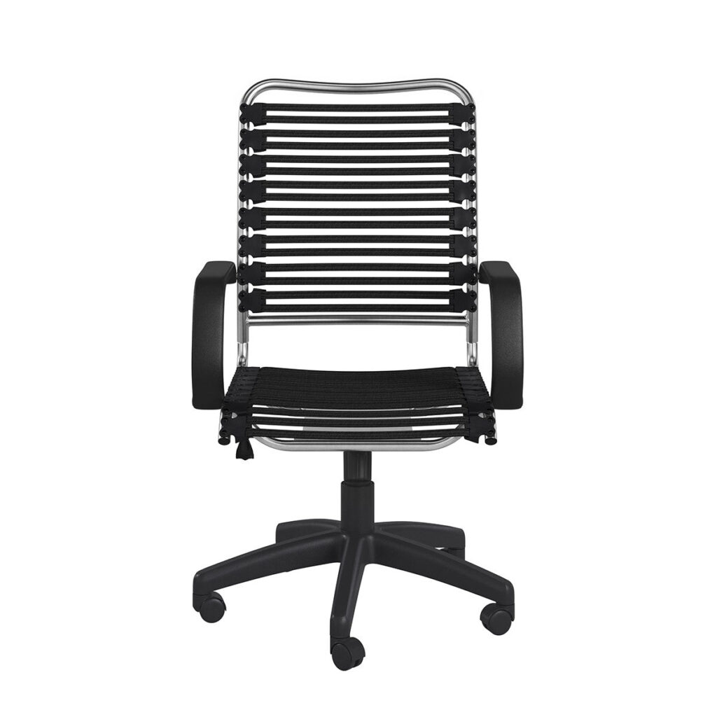 42″ Black and Chrome Flat Bungee Cord High Back Office Chair