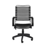 42″ Black and Chrome Flat Bungee Cord High Back Office Chair