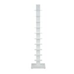White Metal Ten Shelf Modern Tower Bookcase