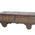 Brown Wheel Antique Coffee Table