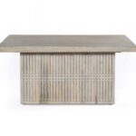 Rustic Graywash Carved Wood Storage Coffee Table