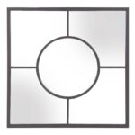 Graphite Geometric Design Square Metal Wall Mirror