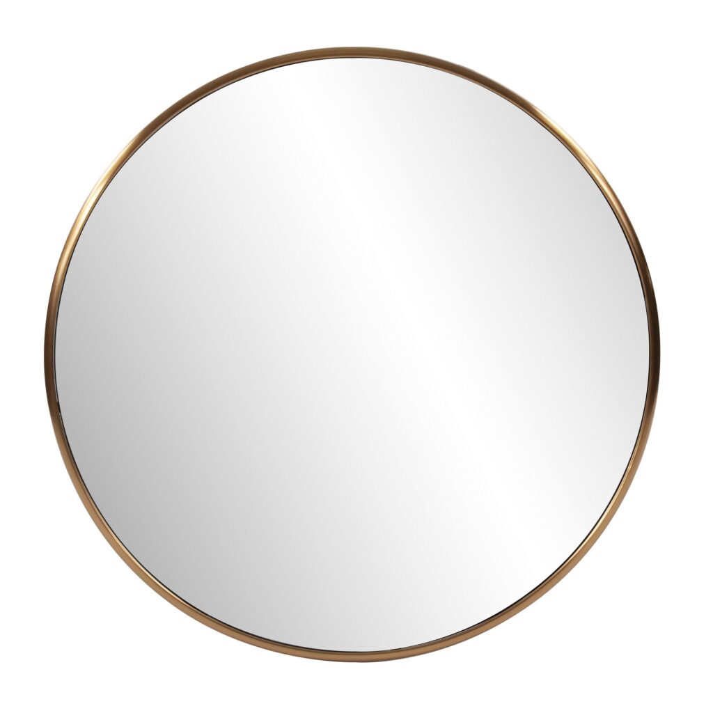 32′ Antiqued Brushed Brass Round Wall Mirror