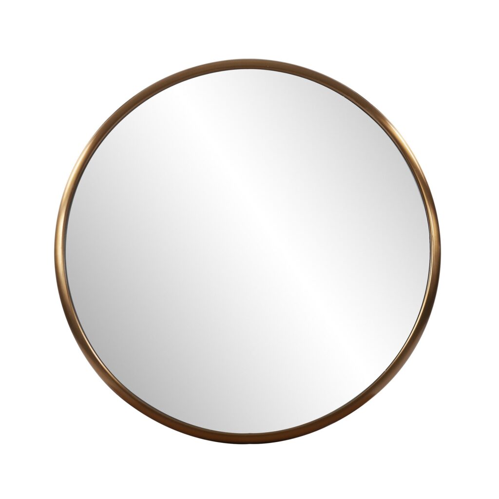 20′ Antiqued Brushed Brass Round Wall Mirror