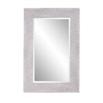 Weathered Gray Woven Faux Wood Rectangular Mirror