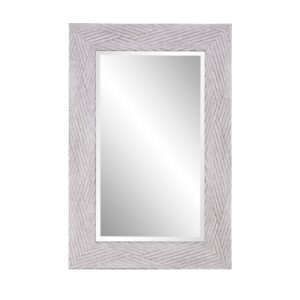 Warm Gray Faux Wood Beveled Rectangular Mirror