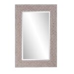 Gray Embossed Faux Wood Rectangular Mirror