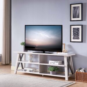 91 X 18 X 19 White Stainless Steel TV Unit
