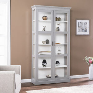 Gray Linen Look and Natural Storage Bench with Tray