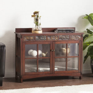 Contemporary Mirrored Circle Double Door Bar Cabinet