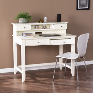 Clio Light Gray Computer Desk with Two Drawers