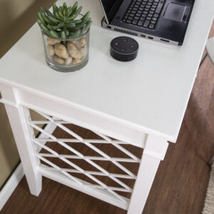 White Upholstered Platform King Bed with Two Nightstands