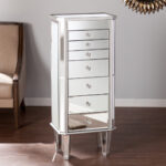 Silver Mirrored Jewelry Armoire