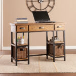 Weathered Gray Home Office Desk