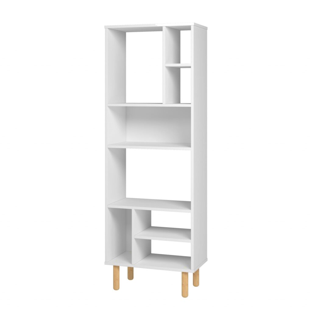 Iko 60″ White Modern Abstract Open Shelving Unit