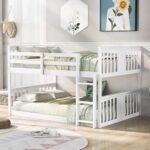 White Classic Full Over Full Bunk Bed with Ladder