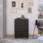 Black Three Drawer Rolling Cabinet