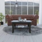 Modern Jet Black Coffee Table with Shelf