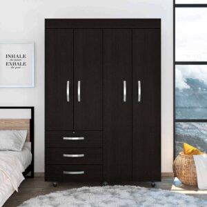 33" Black Three Drawer Dresser