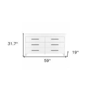 58" Black Six Drawer Double Dresser