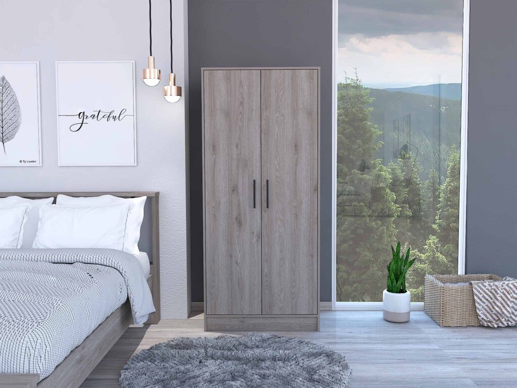 71″ Light Gray Tall Two Door Closet