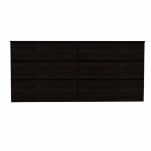 58" Black Six Drawer Double Dresser