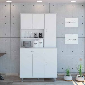 White Finish Wood Storage Cabinet with Two Doors