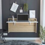 Mod White and Natural Folding Floating Desk