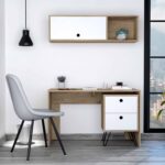 Mod White and Natural Two Piece Desk and Shelve Set