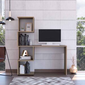 Mod White and Natural Two Piece Desk and Shelve Set