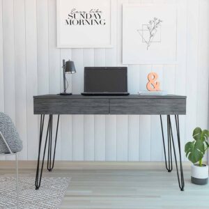 Nory Light Gray Oak Three Drawers Computer Desk