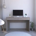 Clio Light Gray Computer Desk with Two Drawers