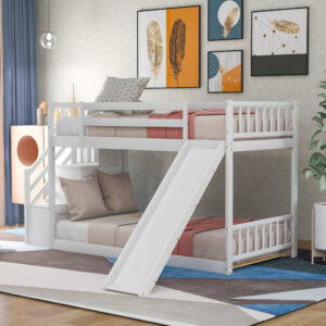 White Platform King Bed with Two Nightstands