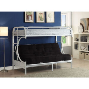 White Twin Loft Bed With Desk and Shelves