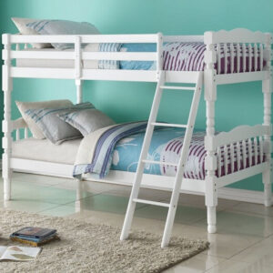 White Twin Loft Bed With Desk and Shelves