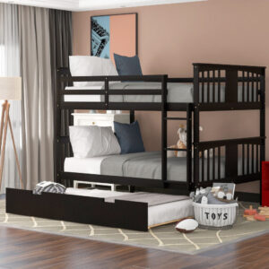 Black Upholstered Twin Platform Bed with Nightstand