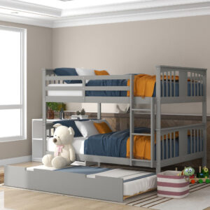 Espresso Twin Size Wood Loft Bed with Storage Shelves and Desk