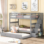 Gray Double Twin Size Stairway Bunk Bed