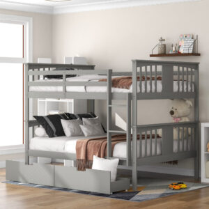 Black Platform King Bed with Two Nightstands