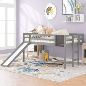 Gray Full Over Double Twin Triple Bunk Beds with Drawers
