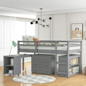 100' X 41' X 57' White And Chocolate Twin Over Twin Bunk Bed With Storage Shelf