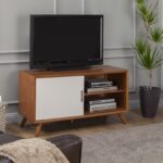 Flair 50″ Acorn and White Mid Century Mod TV Console