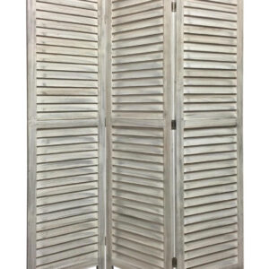 Romantic Whitewashed Scroll Three Panel Room Divider Screen