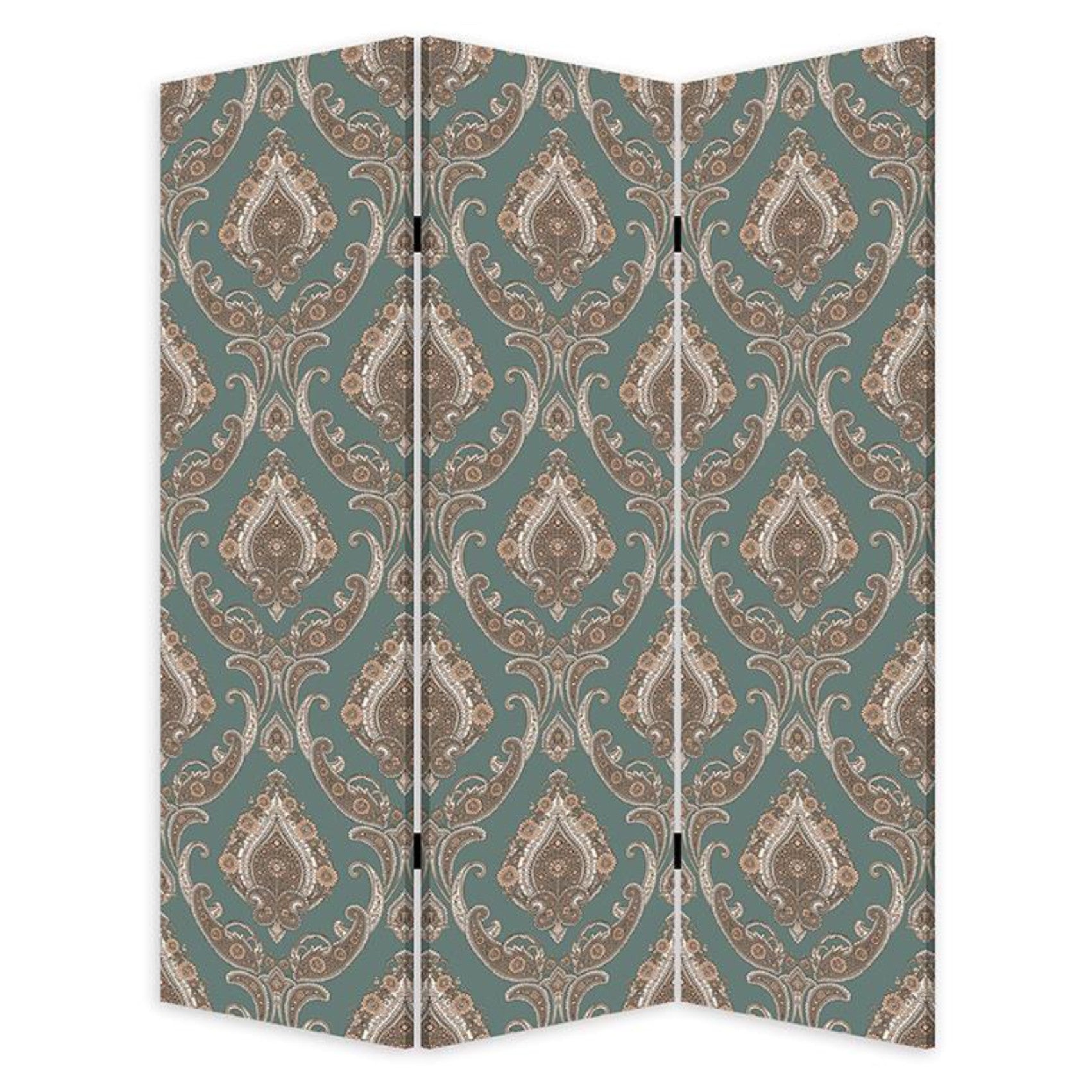 Vintage Green Baroque Three Panel Room Divider Screen