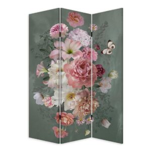 Earthy Opaque Palms Three Panel Room Divider Screen